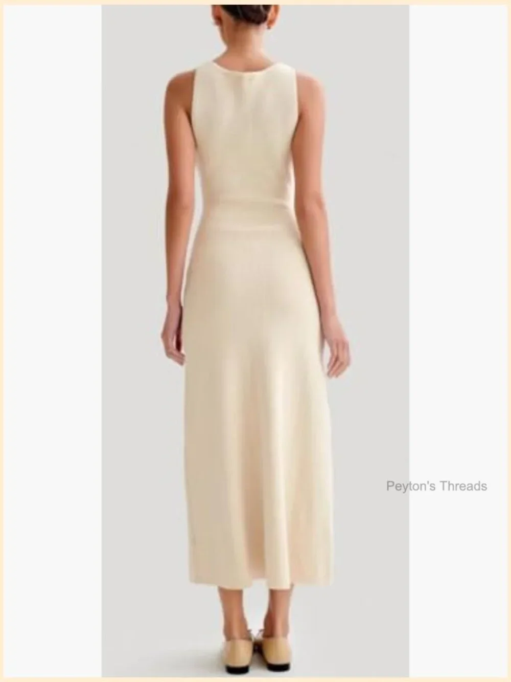 Knit Bodycon Maxi Dress with Slit, Sleeveless, Crew Neck, Women's Summer Dress - Picture 6 of 7